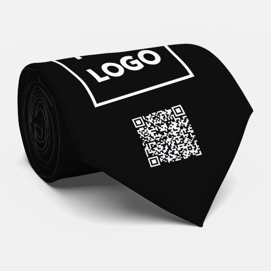 Aangepaste zakelijke Logo QR-code op zwart 2 zijdi Stropdas (Opgerold)