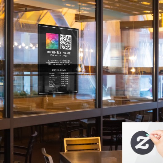 Aangepaste Zakelijke Logo QR Code Openingstijden Raamsticker (Restaurant Raam)