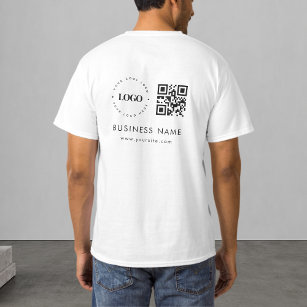 Aangepaste zakelijke Logo QR-code Scannen en tekst T-shirt