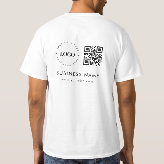 Aangepaste zakelijke Logo QR-code Scannen en tekst T-shirt (Achterkant)