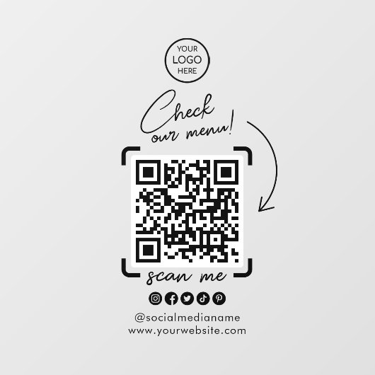 Aangepaste zakelijke Logo QR-code Sociale media Raamsticker (Vel)