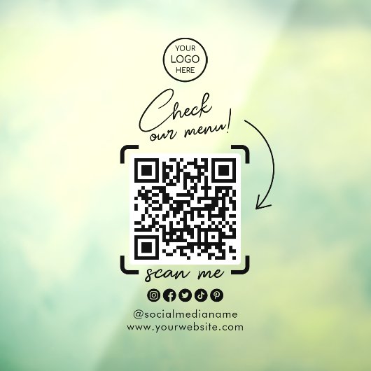 Aangepaste zakelijke Logo QR-code Sociale media Raamsticker (Vel 3)