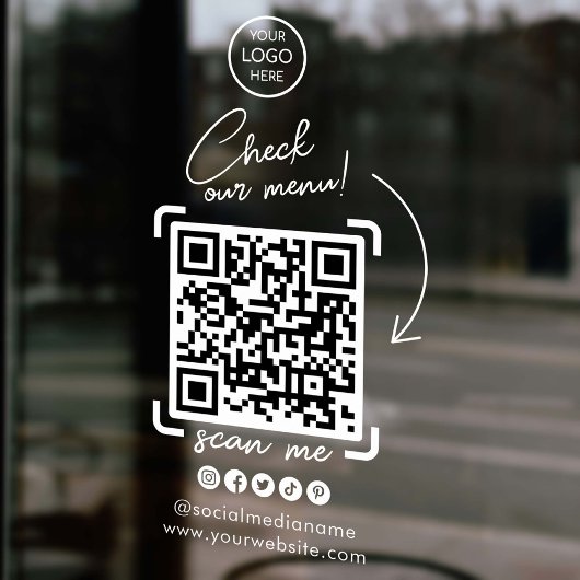 Aangepaste zakelijke Logo QR-code Sociale media Raamsticker