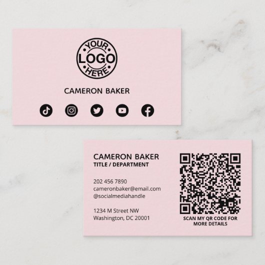 Aangepaste Zakelijke Logo QR Code Sociale Media Ro Visitekaartje (Voorkant / Achterkant)