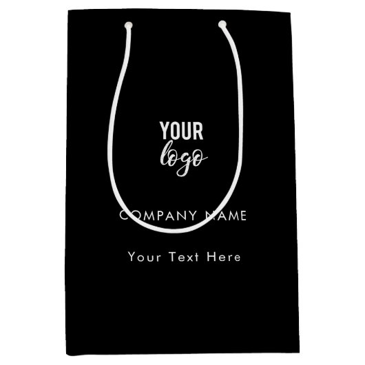 Aangepaste zakelijke Logo QR-code Sociale media zw Medium Cadeauzakje (Voorkant)