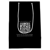 Aangepaste zakelijke Logo QR-code Sociale media zw Medium Cadeauzakje (Achterkant)
