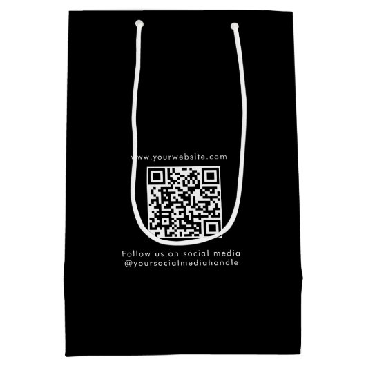 Aangepaste zakelijke Logo QR-code Sociale media zw Medium Cadeauzakje (Achterkant)