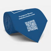 Aangepaste zakelijke Logo QR-code tekst op blauw 2 Stropdas (Opgerold)