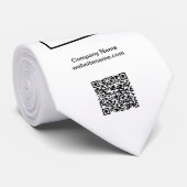 Aangepaste zakelijke Logo QR Code Tekst op Wit Stropdas (Opgerold)