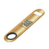 Aangepaste Zakelijke Logo QR Code Url Glamour Goud Speed Flessenopener (Achterkant Gekanteld)