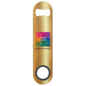 Aangepaste Zakelijke Logo QR Code Url Glamour Goud Speed Flessenopener (Voorkant)