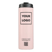 Aangepaste zakelijke Logo QR-code voor koraalroze Thermosbeker (Voorkant)