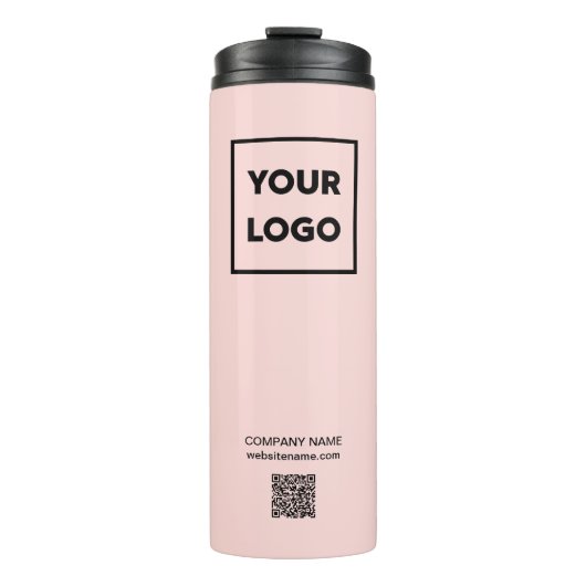 Aangepaste zakelijke Logo QR-code voor koraalroze Thermosbeker (Voorkant)