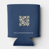 Aangepaste zakelijke logo QR-code website Blauw Blikjeskoeler (Achterkant)