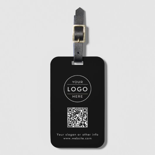 Aangepaste zakelijke logo QR-code zwart Bagagelabel (Voorkant (verticaal))