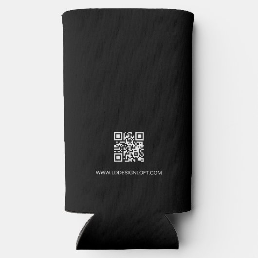 Aangepaste zakelijke logo QR-website professioneel Seltzer Blikjeskoeler (Achterkant)