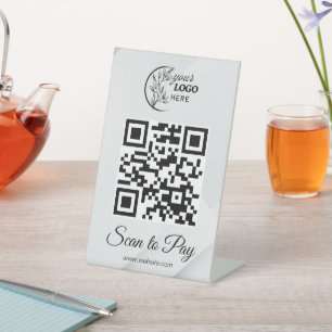 Aangepaste zakelijke logo scan om QR-code te betal Reclamebord Met Voetstuk