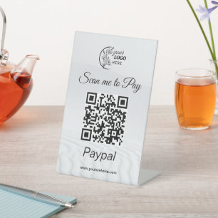 Aangepaste zakelijke logo scan om QR-code te betal Reclamebord Met Voetstuk