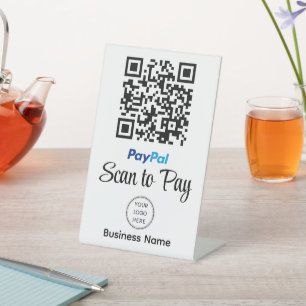 Aangepaste zakelijke logo scan om QR-code te betal Reclamebord Met Voetstuk