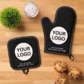 Aangepaste zakelijke Logo Slogan Professional Ovenwant & Pannenlap Set (Top down)