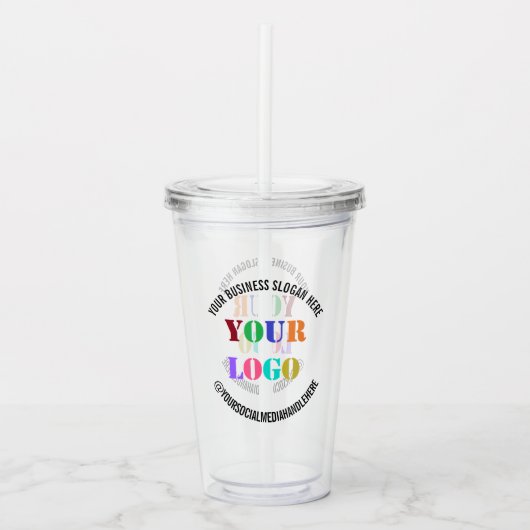 Aangepaste zakelijke Logo Social Media Acryl Tumbl Drinkbeker (Voorkant)