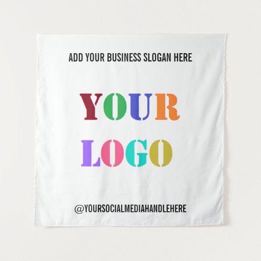 Aangepaste zakelijke Logo Social Media Naam Tapest Wandkleed (Voorkant)