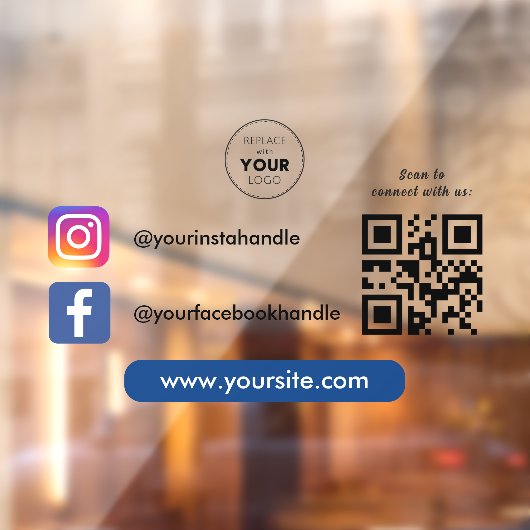 Aangepaste Zakelijke Logo Social Media QR Code Sca Raamsticker