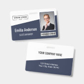 Aangepaste zakelijke Logo streepjescode foto werkn Badge (Front & Back)