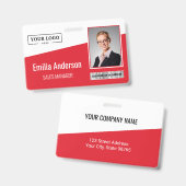 Aangepaste zakelijke Logo streepjescode foto werkn Badge (Front & Back)