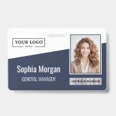 Aangepaste zakelijke Logo streepjescode foto werkn Badge (Voorzijde)