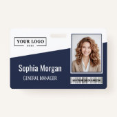 Aangepaste zakelijke Logo streepjescode foto werkn Badge (Voorkant)