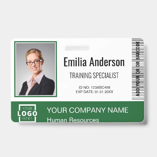 Aangepaste zakelijke Logo streepjescode werknemer  Badge (Front)