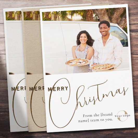 Aangepaste zakelijke logo, teamfoto & groet Merk Feestdagenkaart