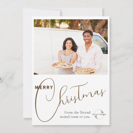 Aangepaste zakelijke logo, teamfoto & groet Merk Feestdagenkaart (Voorkant)