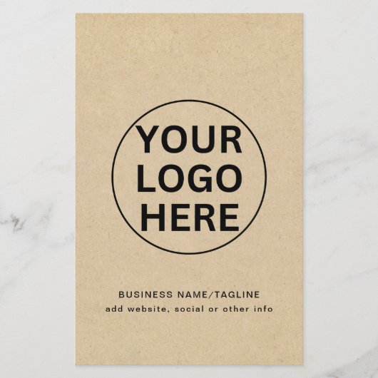 Aangepaste zakelijke logo & tekst l Rustic Kraft P Flyer (Voorkant)