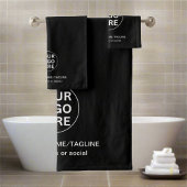 Aangepaste Zakelijke Logo & Tekst l Zwart & Wit Pr Bad Handdoek