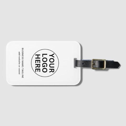 Aangepaste Zakelijke Logo & Tekst l Zwart & Wit Pr Bagagelabel (Voorkant (horizontaal))