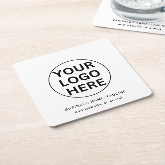 Aangepaste Zakelijke Logo & Tekst l Zwart & Wit Pr Kartonnen Onderzetters (Schuin)