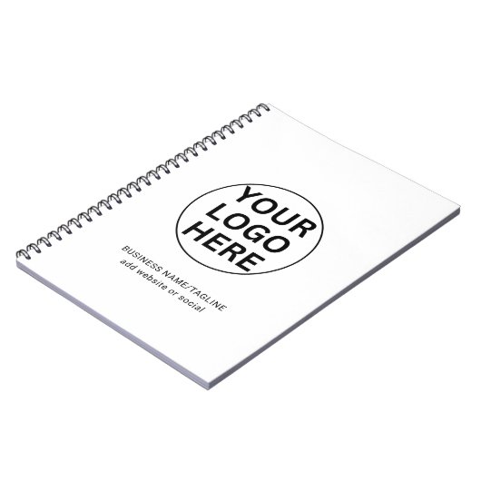 Aangepaste Zakelijke Logo & Tekst l Zwart & Wit Pr Notitieboek (Linkerzijde)