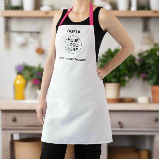 Aangepaste Zakelijke Logo & Tekst l Zwart & Wit Pr Schort