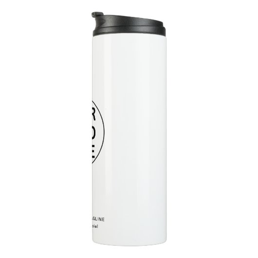 Aangepaste Zakelijke Logo & Tekst l Zwart & Wit Pr Thermosbeker (Geroteerd rechts)