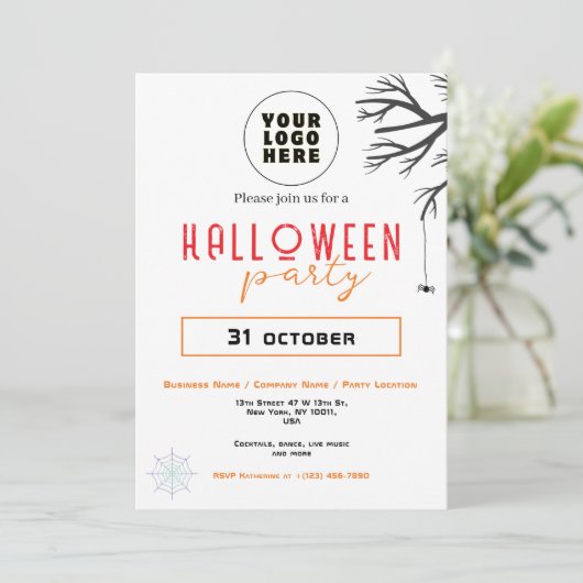 Aangepaste Zakelijke Logo & Tekst Modern Halloween Kaart (Staand voorkant)