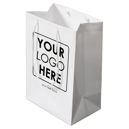 Aangepaste zakelijke Logo & tekst Professional Medium Cadeauzakje (Achterkant Gekanteld)