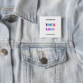 Aangepaste zakelijke logo-tekst promotieknop vierkante button 5,1 cm (In situ)