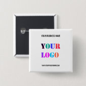 Aangepaste zakelijke logo-tekst promotieknop vierkante button 5,1 cm (Voorkant /achterkant)