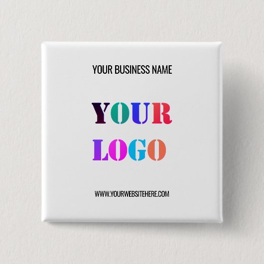 Aangepaste zakelijke logo-tekst promotieknop vierkante button 5,1 cm (Voorkant)