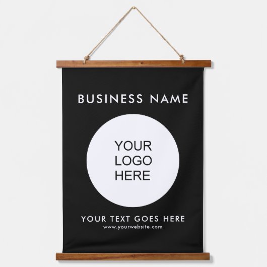 Aangepaste zakelijke Logo Tekst Sjabloon Promotion Hangend Wandkleed (Voorkant)