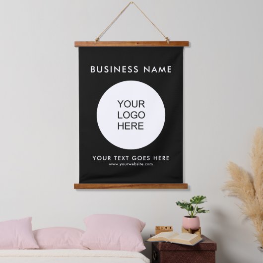 Aangepaste zakelijke Logo Tekst Sjabloon Promotion Hangend Wandkleed (Slaapkamer)