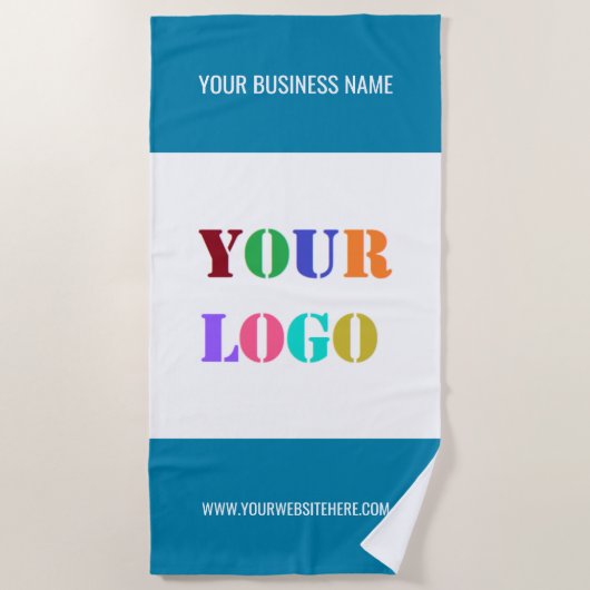 Aangepaste zakelijke Logo tekst strandlaken - uw k (Voorkant)