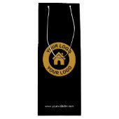 Aangepaste zakelijke logo-tekst Zwart Wijn Cadeautas (Voorkant)